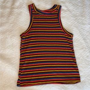 Size S, colorful, striped, PINK ROSE brand, mock turtleneck top.